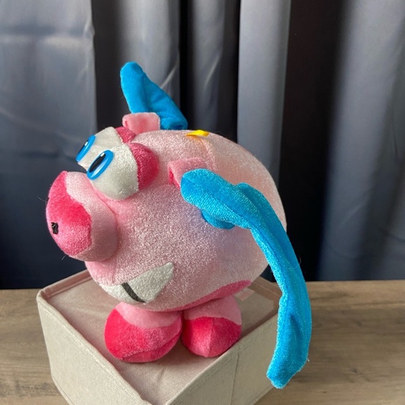 Classic Toy Co Plush Colorful Smiling Flying Pig, Pink and Blue. - Picture 3 of 8
